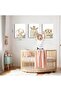 Boho Safari Baby Animals 3 Piece Gallery Wrapped Canvas Wall Art | 3x 30x40cm 12x16 inch | Elephant Giraffe Lion Nursery Triptych - 3