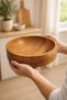 Wooden Salad Bowl - Round Fruit Serving Tray - Decorative Solid Beech (25cm) - 2