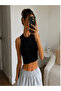 Black Crew Neck Short Sleeve Crop - 2