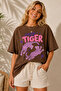 Easy Tiger Printed Crew Neck Casual Unisex Oversize T-Shirt - Leopard Themed Cotton T-Shirt