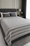 Shadow Pattern |   Double Bedspread Pique Fringe Tied Bohemian Bedspread 1 Piece Modern, Washable, Decorative Double Bed Cover Anthracite