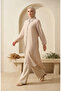 Muslin Fabric Buttoned Striped Tunic 0342-04 Beige - 2