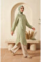 Muslin Fabric Buttoned Striped Tunic 0342-05 Pistachio Green - 2