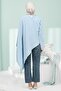 Baby Blue Asymmetrical Cut Cape - 5