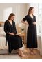 New Season Black Buttoned Nursing Feature Ribbed Design Short Sleeve 100% Cotton Maternity Nightgown Set of 2 - 2