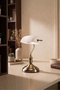 Banker Table Lamp 38 cm White Glass Head Brass Plated Metal Body Chain Switched Lampshade Bulb Gift - 2