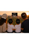 Mom & Dad & Brother-Brother Printed Brown-Cream-Black-Black 4-Piece Family Combination Hat - 4