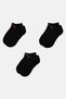 Kids Girl 3 Pairs Brand Logo Ankle Socks, Black - 3