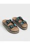 Women's Stone and Bead Detailed Buckle Platform Comfortable Summer Slippers - 3