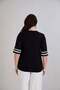 Women's Black and White O-Neck Stripe Detailed Turvukar Sleeve Stylish Combed Cotton Tshirt - 4