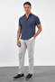 Navy Blue Italian Collar Short Sleeve Pocketless Slim Fit Flexible Shirt 1004260159 - 2