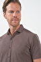 Brown Italian Collar Short Sleeve Pocketless Slim Fit Flexible Shirt 1004260159 - 4