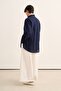 Women's Cotton Ruffle Shirt Navy Blue - 4