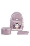 Relaxion 1920 Primary School Girls' Dusty Rose Ergonomic School Bag Set of 3 with Lunch Box and Pen Holder