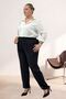 69016 Plus Size Jacquard Trousers with Elastic Waist and Pockets - Black - 4