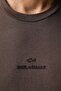 Men's Comfortable Fit Logo Embossed Cotton Short Sleeve Brown T-Shirt - 5