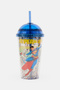 Superman Double Layer Straw Plastic Bottle 480 ml, Multicolor