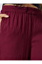 Burgundy Wide Leg Pants with Elastic Waist - 3