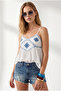 Women's White Thin Strap Blouse with Tie Detail Blz-19003436 - 3