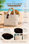 Quilted Water-Repellent Beach Bag Large Size Zippered Shoulder Bag with Large Internal Volume Cream - 3
