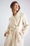 Exclusive Coat with Knitwear Detail on the Collar and Punto Stitching Ekru 3172 - 6