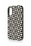 iPhone 16 Compatible Floral Motif Checkered Pattern Silicone Case - 4