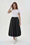 Black Girl's Basic Balloon Skirt with Stripes on the Sides 24021 - 3