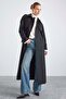 Long Trench Coat with Cape and Epaulette Detail, Button Accessories, Water Repellent Feature, Black 6880 - 4
