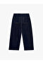 Cotton Pocketed Regular Waist Culotte Trousers - Culotte Jeans - Dark Indigo - 5