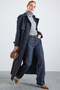 Water Repellent Trench Coat with Raglan Sleeves, Epaulettes and Cape Detail Navy Blue 6881
