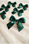 Emerald Green 2 cm Satin Bow, Dowry Box, Bundle Decoration, Wedding, Christmas Ornament, Candy Box, Birthday Decoration 20 Pieces - 3