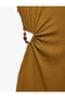 Bürümcük Fabric Textured Sleeveless Crew Neck Long Dress with Window Detail - 7