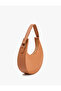 Faux Leather Zippered Half Moon Shoulder Bag - 2