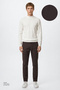 Men's Brown Cotton Slim Fit Slim-Fit Side Pocket Dobby Stretch Casual Trousers