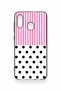 Samsung A20-A30 Compatible Pink Striped Polka Dot Patterned Silicone Case - 2