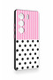 Tecno Camon 40 4g Compatible Pink Striped Polka Dot Patterned Silicone Case - 3