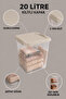 3 Pieces 20Lt Deep Organizer Box - Elora Multi-Purpose Organizer Storage Box with Lockable Lid Beige - 3