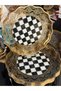 Set of 2 Large Size Checkerboard Patterned Transparent Glass Trays Aym401 - 6