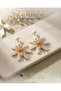 Women's Large Steel Earrings Cream Wicker Weave Flower Motif and Dangle Cream Color - 6