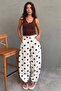 Ecru Polka Dot Elastic Waist Balloon Women's Trousers Mg2886 - 3