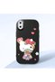 iPhone XS Max Compatible Case with Camera Protector Black Silicone Couple Phone Case with Kitty Pattern