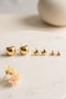 Gold Color Triple Modern Earring Set