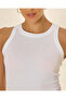 Women White Rib Crew Neck Vest - 4