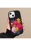 iPhone 13 Compatible Case Camera Protector Black Silicone Couple Phone Case with Floral Pattern - 6
