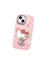 iPhone 15 Compatible Case with Camera Protector Pink Silicone Couple Phone Case with Kitty Pattern - 3