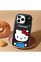 iPhone 17 Pro Max Compatible Case with Camera Protector Black Silicone Couple Phone Case with Kitty Pattern - 2