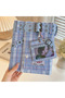 Plaid Metal Detailed Denim A5 Binder Pastel Blue