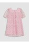 Lcw Kids Pink Square Neck Floral Girl's Tulle Dress - 4