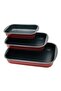 3-Piece Rectangular Bread Pan Set, Wine Red Color