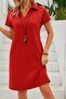 Women's Short Sleeve V Neck Wrap Dress - 5